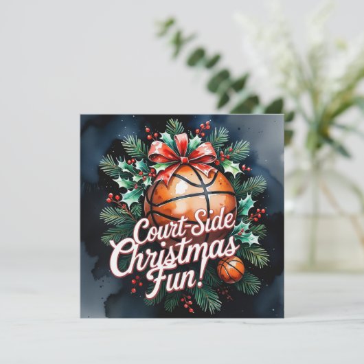 Basketbal Kerstmis Thema Feestdagenkaart (Staand voorkant)