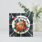 Basketbal Kerstmis Thema Feestdagenkaart (Staand voorkant)