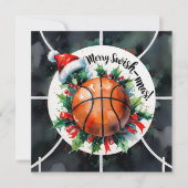Basketbal Kerstmis Thema Feestdagenkaart (Voorkant)