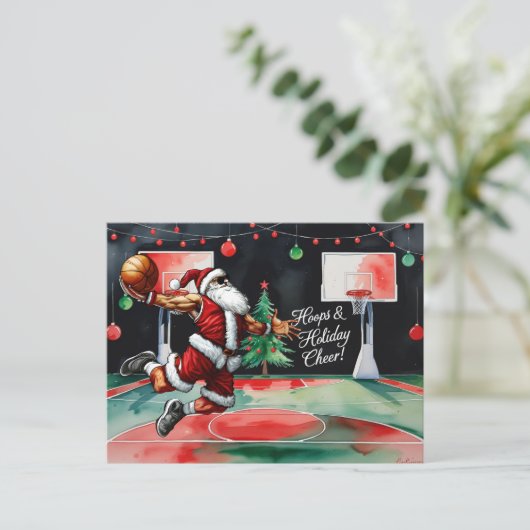 Basketbal Kerstmis Thema Feestdagenkaart (Staand voorkant)