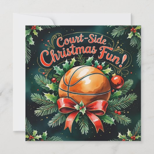 Basketbal Kerstmis Thema Feestdagenkaart (Voorkant)