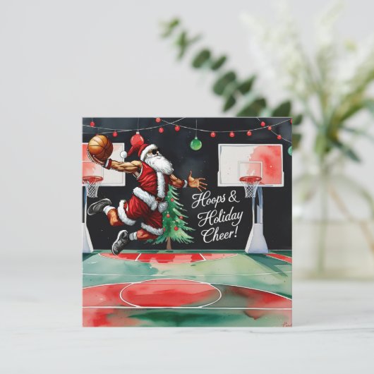 Basketbal Kerstmis Thema Feestdagenkaart (Staand voorkant)