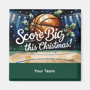 Basketbal Kerstmis thema met de naam van uw team Magneet