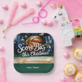 Basketbal Kerstmis thema met de naam van uw team Papieren Bordje (Feest)