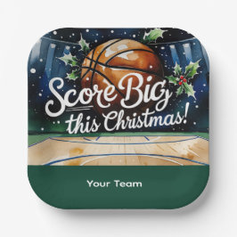 Basketbal Kerstmis thema met de naam van uw team Papieren Bordje