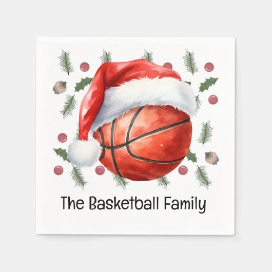 Basketbal Kerstmis Thema Servet (Voorkant)