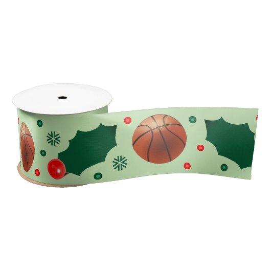Basketbal Kerstmis Vakantie Gift Satijnen Lint (Spoel)