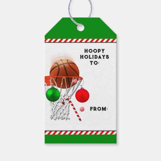 Basketbal Kerstvakantie Cadeaulabel (Voorkant)