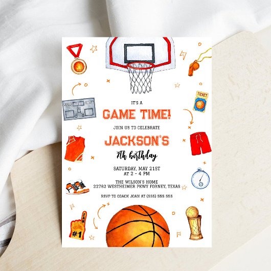 Basketbal Kids Jongen Verjaardagsfeest Uitnodiging
