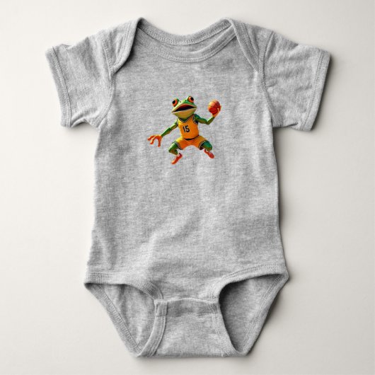 Basketbal Kikker baby grijs rompertje Romper (Voorkant)