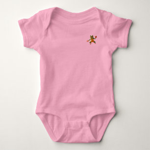 Basketbal Kikker baby roze body voor en achterkant Romper