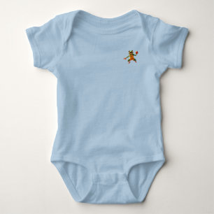 Basketbal Kikker babyblauwe body voor en achterkan Romper