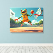 Basketbal Kikker canvasprint Canvas Afdruk (Insitu (Houten vloer))