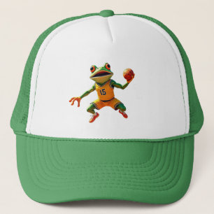 Basketbal Kikker groen en witte trucker hoed Pet