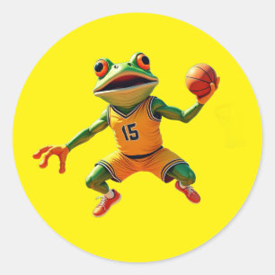 Basketbal Kikker grote ronde gele stickers