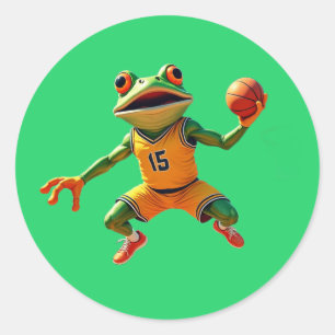 Basketbal Kikker grote ronde groene stickers