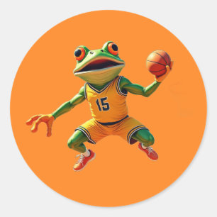 Basketbal Kikker grote ronde oranje stickers