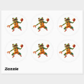 Basketbal Kikker grote ronde witte stickers (Vel)