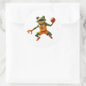 Basketbal Kikker grote ronde witte stickers (Tas)