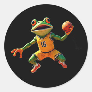 Basketbal Kikker grote ronde zwarte stickers