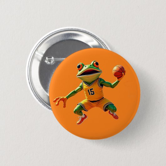 Basketbal Kikker oranje knop Ronde Button 5,7 Cm (Voorkant /achterkant)