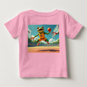 Basketbal Kikker volledige scène baby roze shirt a