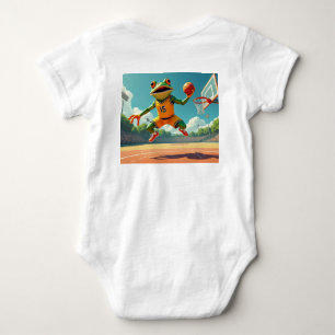 Basketbal Kikker volledige scène baby wit body pak Romper