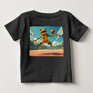 Basketbal Kikker volledige scène baby zwart shirt