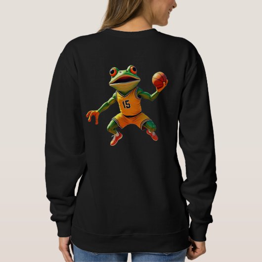 Basketbal Kikker vrouwen zwarte sweatshirt achterk (Achterkant)