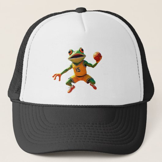 Basketbal Kikker zwart-wit trucker hoed Pet (Voorkant)
