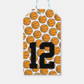 Basketbal Kinder Leeftijd Gelukkig Verjaardag Naam Cadeaulabel (Voorkant)