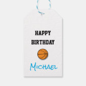 Basketbal Kinder Leeftijd Gelukkig Verjaardag Naam Cadeaulabel (Achterkant)