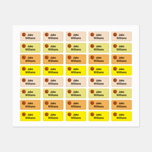 Basketbal Kinderen Naam Kleding Labels (Vel)