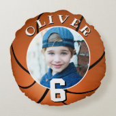 Basketbal kinderen verjaardag leeftijd foto rond kussen (Achterkant)