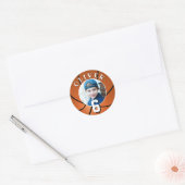 Basketbal kinderen verjaardag leeftijd foto ronde sticker (Envelop)