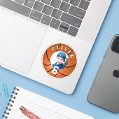Basketbal kinderen verjaardag leeftijd foto sticker (Laptop met iPhone)