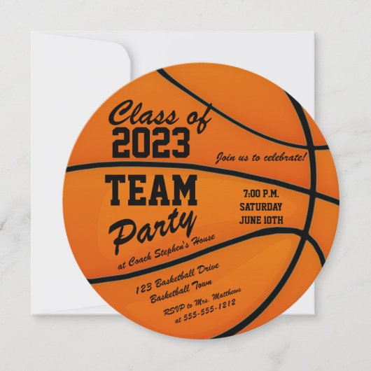 Basketbal klas 2023 teamfeest kaart (Voorkant)