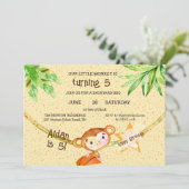 Basketbal Kleine Aap Draaien 5 Verjaardagsfeest Kaart (Staand voorkant)