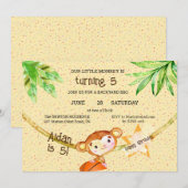 Basketbal Kleine Aap Draaien 5 Verjaardagsfeest Kaart (Voorkant / Achterkant)