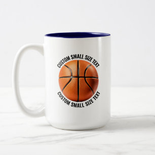 Basketbal & Kleine Tekst NAVY BLAUW 15oz Aangepast Tweekleurige Koffiemok