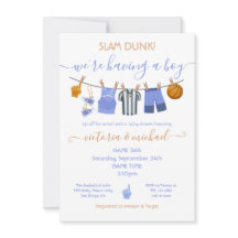 Basketbal klerenlijn baby shower uitnodiging