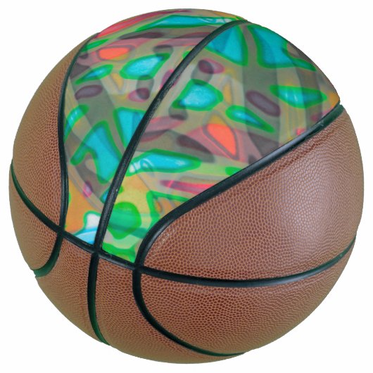 Basketbal Kleurrijk Glas in lood (Schuin)