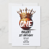 Basketbal Koning Gouden Kroon Foto 1e Verjaardag Kaart (Voorkant)