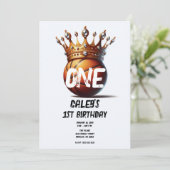 Basketbal Koning Gouden Kroon Foto 1e Verjaardag Kaart (Staand voorkant)