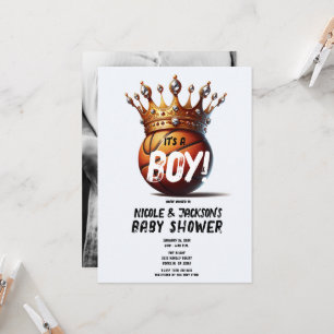 Basketbal Koning Gouden Kroon Foto Baby Borrel Kaart