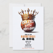 Basketbal Koning Gouden Kroon Foto Verjaardag Kaart (Voorkant)