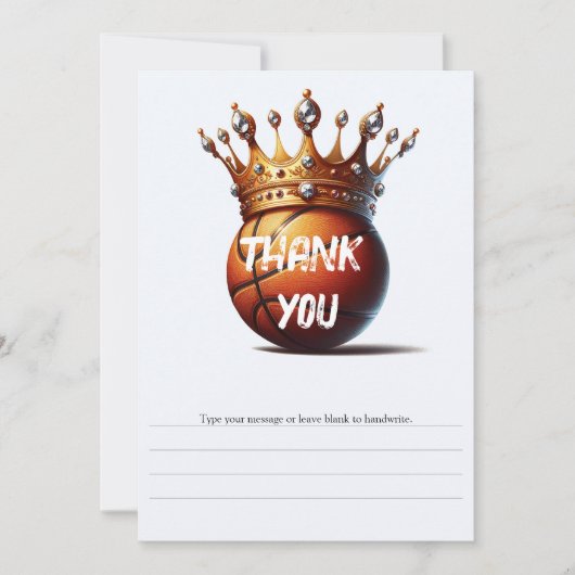 Basketbal Koning Gouden Kroon Verjaardag Bedankt Kaart (Voorkant)