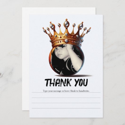 Basketbal koning gouden kroon verjaardag dank u kaart (Voorkant / Achterkant)