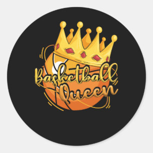 Basketbal Koningin Kroon Meisjes Basketbal Vrouwen Ronde Sticker