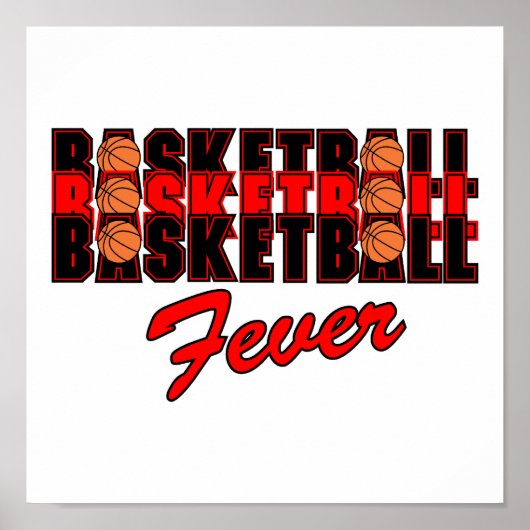basketbal koorts rood en zwart ontwerp poster (Voorkant)